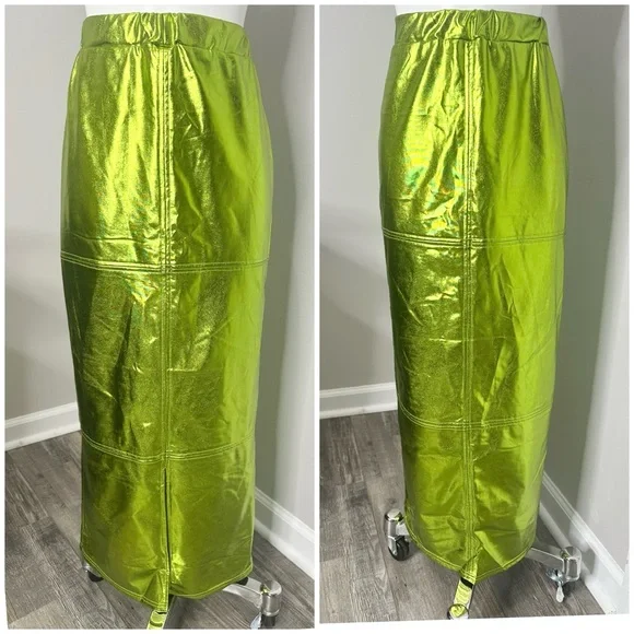 SHEIN Metallic Green Maxi Skirt- PRELOVED - LARGE - Picture 4 of 7